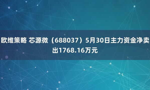 欧维策略 芯源微(688037)5月30日主力资金净卖出1768.16万元